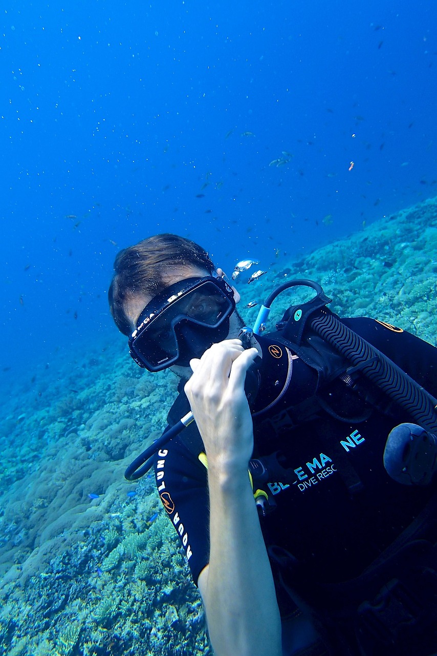 creative diving, diver, scuba diving, nature, blue, sea, water, submarine, bottles